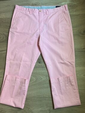 Polo Ralph Lauren Chino Pink 38x34 Stretch Straight Fit Pants Flat Front Pony